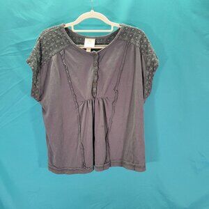 Knox Rose Womens Embroidered Cotton Top Size L Gray